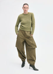 Fitted Crew Sweater in Cashmere Silk - Mossy - CO Collections